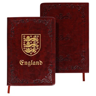 【官方正版】英格兰国家队 | 深红色复古笔记本烫金创意球迷文具