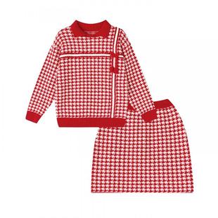 笛莎官方童装女童套装冬季新款大童女孩儿童洋气甜美套裙两件套