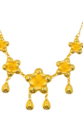 新款仿真黄金色项链头饰两用花朵