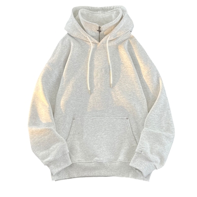 回力重磅半拉链双层领连帽卫衣男