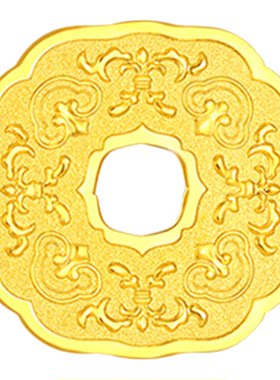 新金平安扣吊坠足金999黄金项链