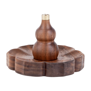 榜盛黑胡桃木葫芦香插香炉线香茶道禅意家用室内实木中式沉香座