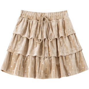 【张小婉 孙雪宁同款】BANANA BABY2025年冬新款甜美丝绒蛋糕裙女