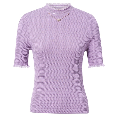 【桑蚕丝】La Koradior拉珂蒂新款木耳领气质蚕丝小衫女修身上衣