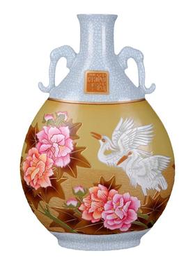 汝窑大花瓶手绘家居客厅装饰品