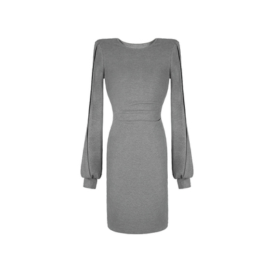 大婷婷 灯笼袖褶皱冬季新款连衣裙显瘦小众设计感百搭裙子DT1853