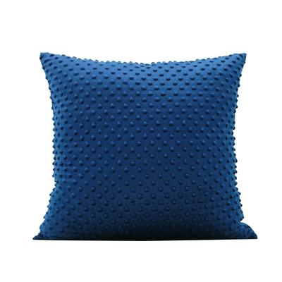 轻奢深蓝色立体圆点绒布抱枕新品