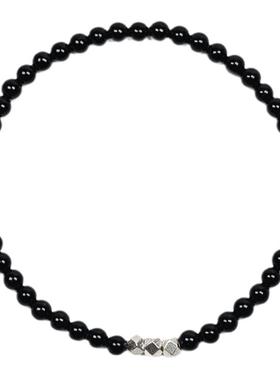 pohier宝喜儿男女黑玛瑙纯银手链