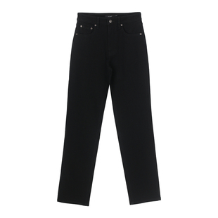 NO93黑色四面弹直筒裤女牛仔裤高腰宽松2025新款显瘦窄版长裤子