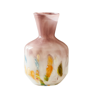中古琥珀玉质玻璃花瓶样板房客厅家居摆件高级感琉璃花瓶装饰摆件
