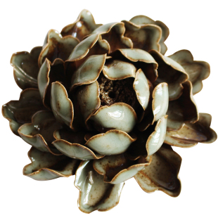 创意手工线香倒流香禅意陶瓷香插复古茶道香炉荷花牡丹香座摆件