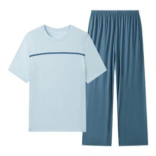 爱慕集团乎兮莫代尔情侣家居服短袖长裤舒适宽松男女士居家睡衣