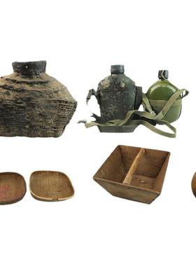 民俗怀旧老物件农村油篓军壶舵轮