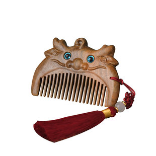 绿檀木梳宝宝周岁梳子十二生肖刻字可爱抓周小梳子女儿童生日礼物