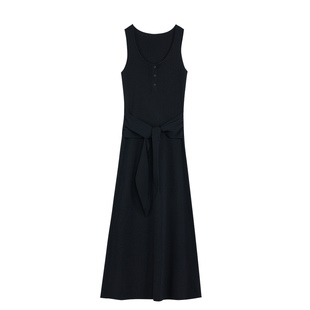 pusumede 色系美学 系带背心裙无袖针织连衣裙女温柔收腰气质长裙