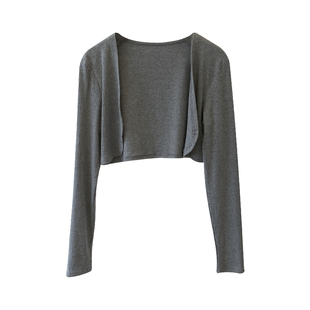 气质小香风短款小披肩女夏季无扣螺纹纯色外搭小开衫长袖上衣韩版