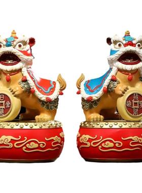 黄铜国潮酒柜铜狮子摆件乔迁送礼