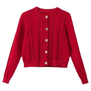 短款开衫针织外套女秋冬2024新款修身高腰上衣小个子加厚女士毛衣