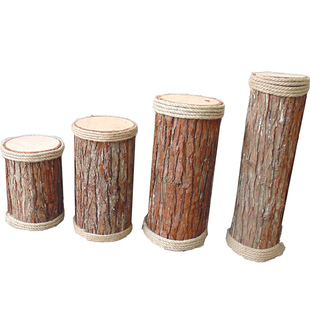 仿真麻绳木桩假木墩 空心圆木头栅栏木围栏木篱笆木桩栅栏装饰