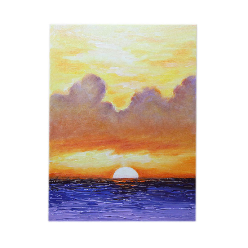 促销包邮纯手绘日出装饰油画客厅书房挂画轻奢北欧简约竖版成品画