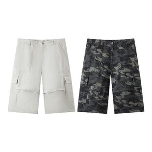 森马休闲裤男夏季纯棉工装风七分短裤2026新款宽松阔腿裤时尚百搭