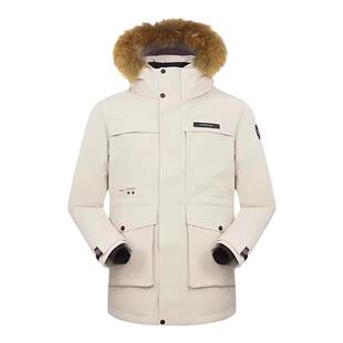 秋冬毛领鹅绒冲锋衣探路者羽绒服男户外防泼水防风保暖外套