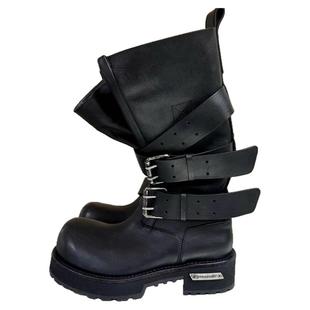 米奇大头马丁靴男女同款皮带扣暗黑工装靴子复古机车靴毒液时装靴