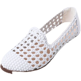 编织凉鞋女包头洞洞鞋女款夏季外穿一脚蹬大码女鞋软底乐福妈妈鞋