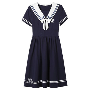 少女连衣裙日系海军风夏季高中初中学生学院风小清新甜美韩版jk裙