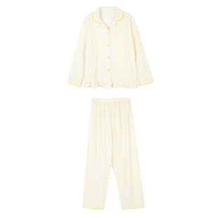 JoyceBra 甜美蝴蝶结印花波点睡衣女亲肤磨毛德绒舒适家居服套装