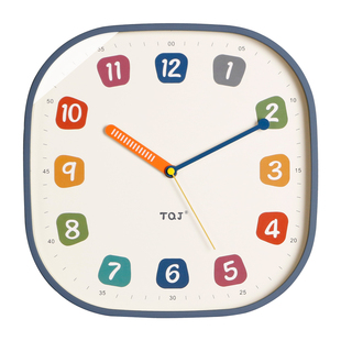 儿童房创意方形静音挂钟家用客厅钟表简约时钟挂墙表卧室石英挂表