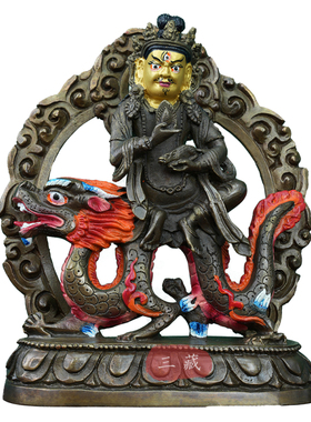 藏东工艺骑龙白财神仿古佛像摆件