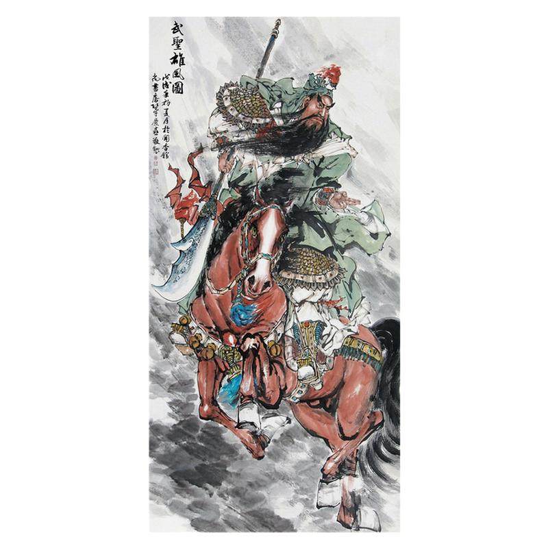 手绘国画关公像财神挂画朵莲精舍