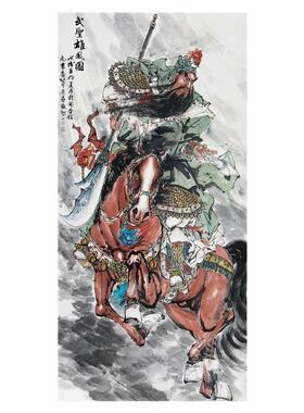 手绘国画关公像财神挂画朵莲精舍