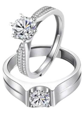 情侣对戒925银日韩莫桑钻