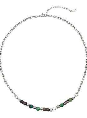 新中式拼色串珠项链复古嘻哈