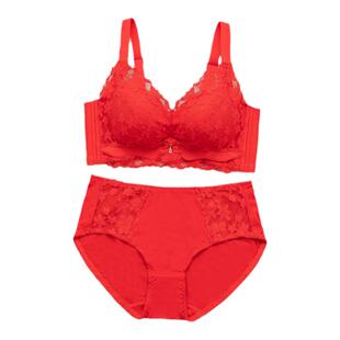 大红色本命年内衣套装女小胸聚拢无钢圈结婚新娘文胸罩属兔年上托
