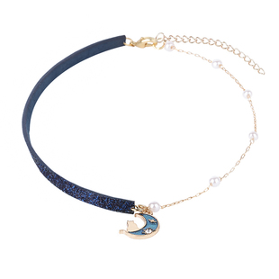 银河上的猫咪珍珠颈链不对称choker锁骨链女仙日系软妹项圈颈带