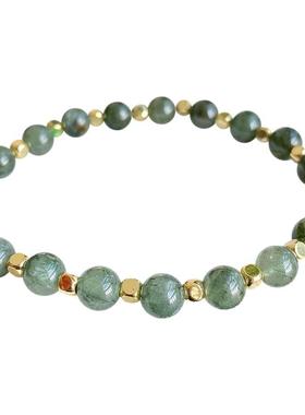 天然绿发晶手串翡翠绿色水晶