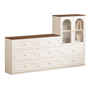 卧室斗柜床尾抽屉柜客厅复古高低组合柜床边落地六斗柜收纳柜K42