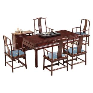 东阳国标红木家具红酸枝干泡茶桌书桌绒毛黄檀茶台茶几桌椅组合