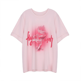 FTT FlyTheTruth『鲤想主义』水墨锦鲤印花短袖T恤女夏季圆领上衣