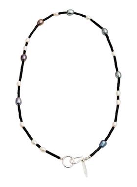 巴洛克珍珠黑玛瑙纯银项链锁骨链