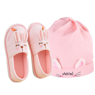 妈妈果产后孕妇鞋坐月子帽子秋季冬纯棉产妇头巾发带可爱防风春夏