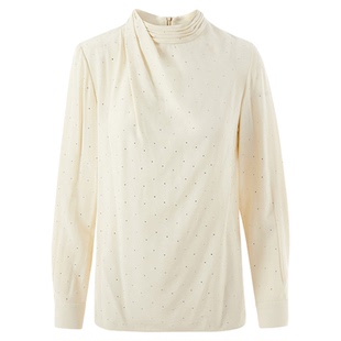 朗姿醋酸荡领时尚衬衫气质高级感通勤内搭打底上衣2025年秋季新款