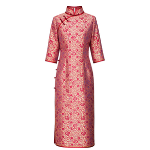 香薇姿蜀锦春季改良旗袍女气质优雅新款喜婆婆婚宴装妈妈婚宴礼服