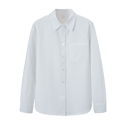 白色长袖正装简约衬衣女新款春夏