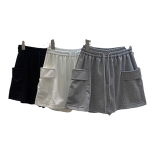 ins超火a字高腰阔腿休闲短裤女夏季韩版百搭宽松大口袋工装裙裤潮