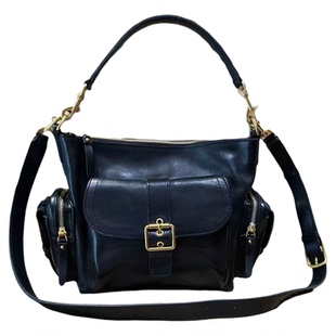 明星同款2026机车包意大利进口植鞣保龄球包多口袋百搭复古英伦风