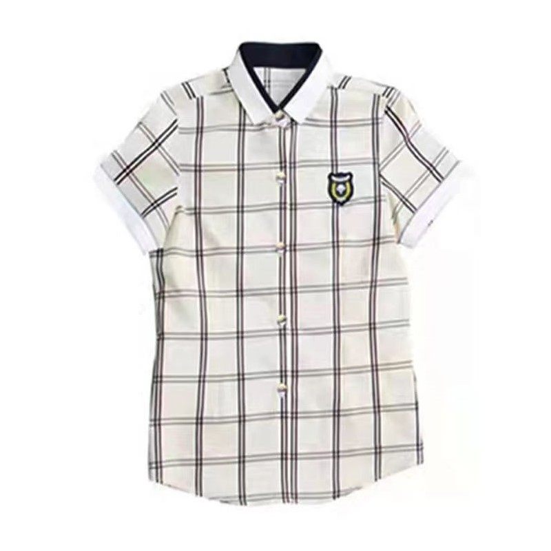 南宁正装校服 小学生夏季制服格子套装浅黄短袖短裤通用校服包邮